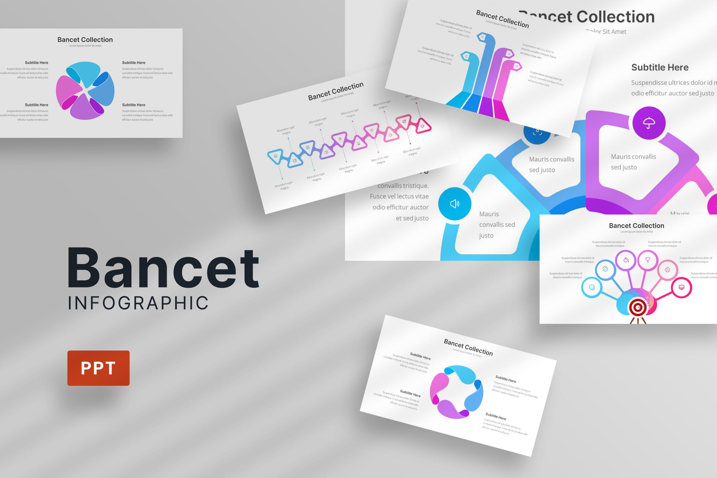 银行数据信息图表Powerpoint模板 Bancet Infographic – Powerpoint Template 幻灯图表 sucaiwan.com