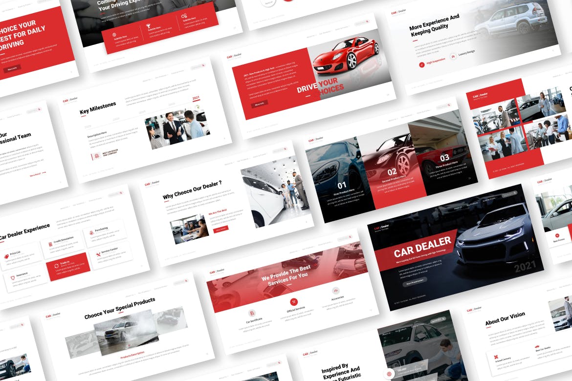 汽车经销商PowerPoint演示文稿模板 Car Dealer Powerpoint Presentation Template 幻灯图表 sucaiwan.com