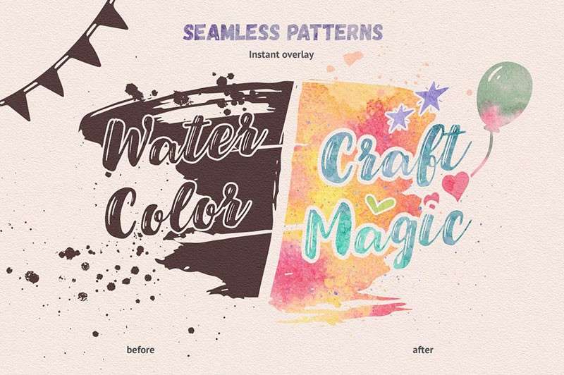 水彩墨迹艺术效果AI+PS笔刷套件 笔刷资源 sucaiwan.com