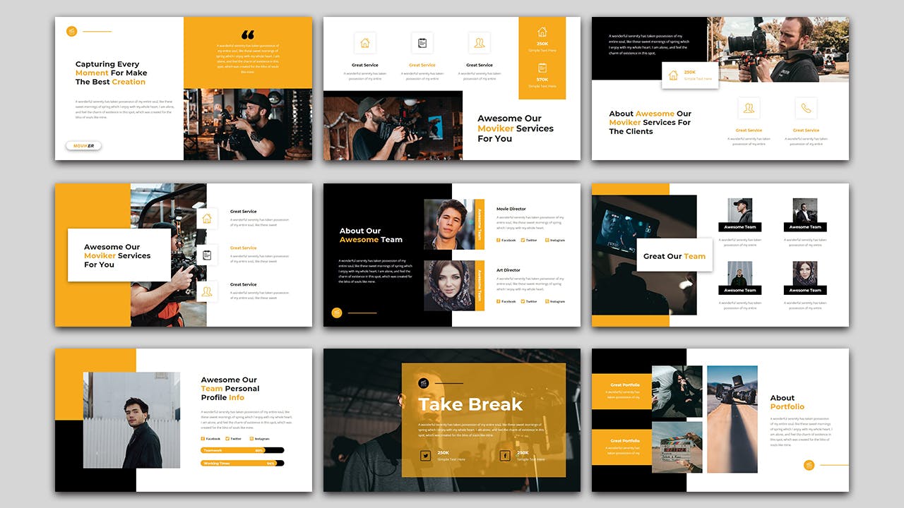 影视和电影制作PowerPoint演示模板 Moviker – Film & Movie Maker PowerPoint Template 幻灯图表 第3张-素材湾丨精选海外优质设计素材资源 影视和电影制作PowerPoint演示模板 Moviker – Film & Movie Maker PowerPoint Template 幻灯图表 sucaiwan.com
