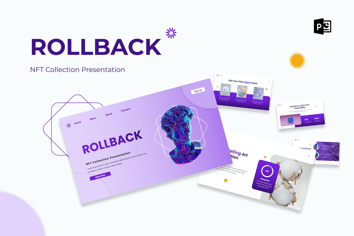 NFT作品展示幻灯片PPT模板 Rollback – NFT Collection Presentation Powerpoint 幻灯图表 第1张-素材湾丨精选海外优质设计素材资源 NFT作品展示幻灯片PPT模板 Rollback – NFT Collection Presentation Powerpoint 幻灯图表 sucaiwan.com