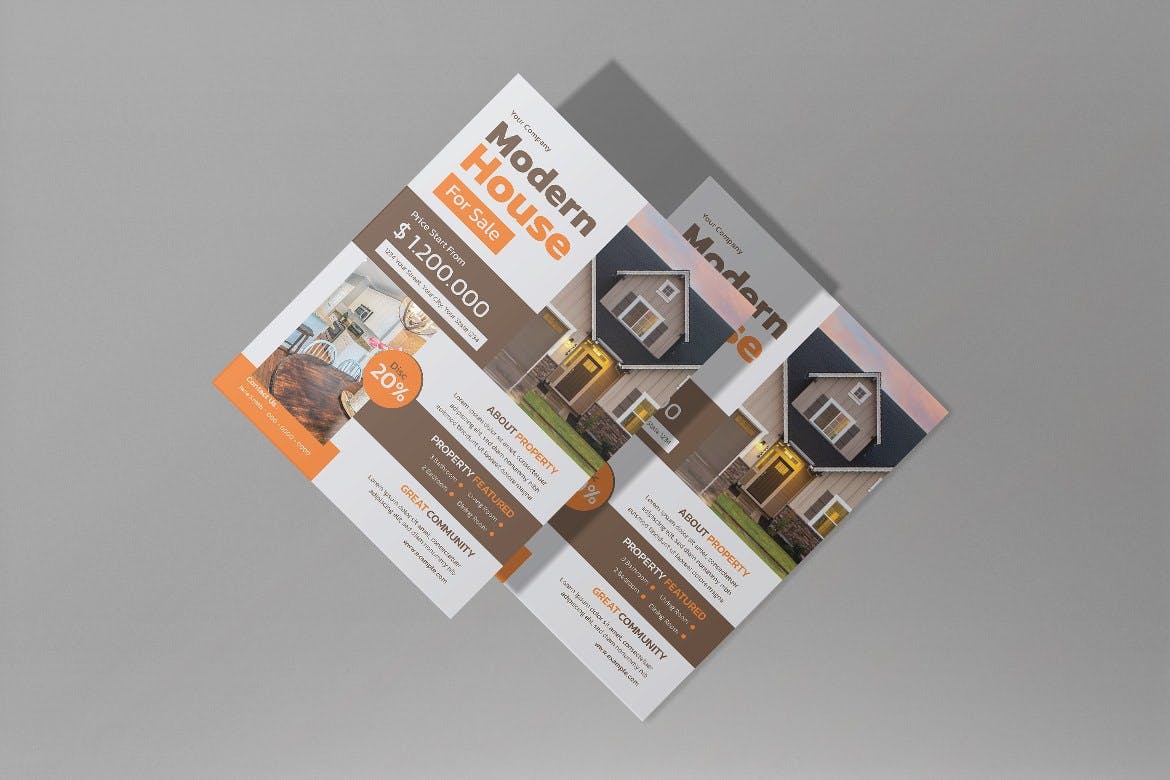 白色极简主义房地产海报素材 White Minimalist Real Estate Flyer 设计素材 sucaiwan.com