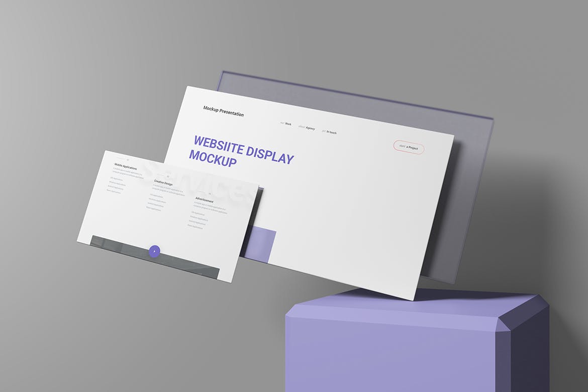 浮动网站UI展示样机 Floating Website Display Mockup 样机素材 sucaiwan.com