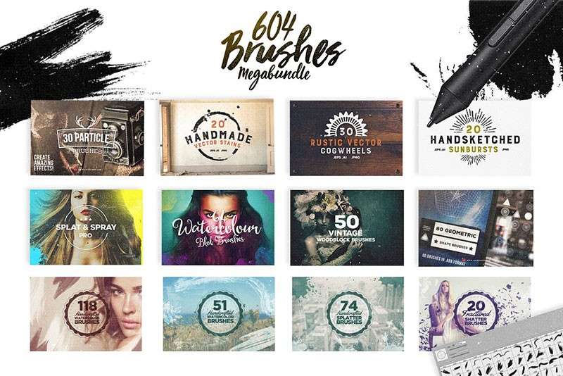 604个混合艺术图案PS笔刷套装 笔刷资源 sucaiwan.com