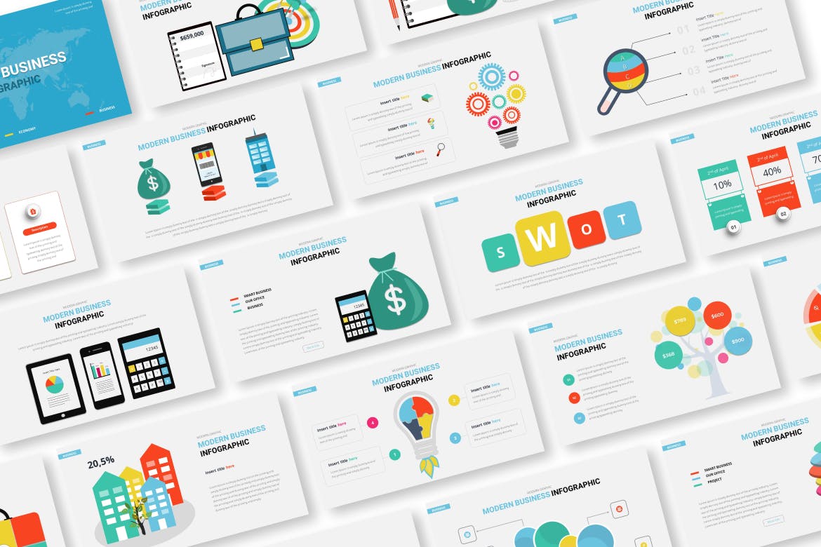 现代商业信息图表PPT演示幻灯片模板 Modern Business Infographic Powerpoint Template 幻灯图表 sucaiwan.com