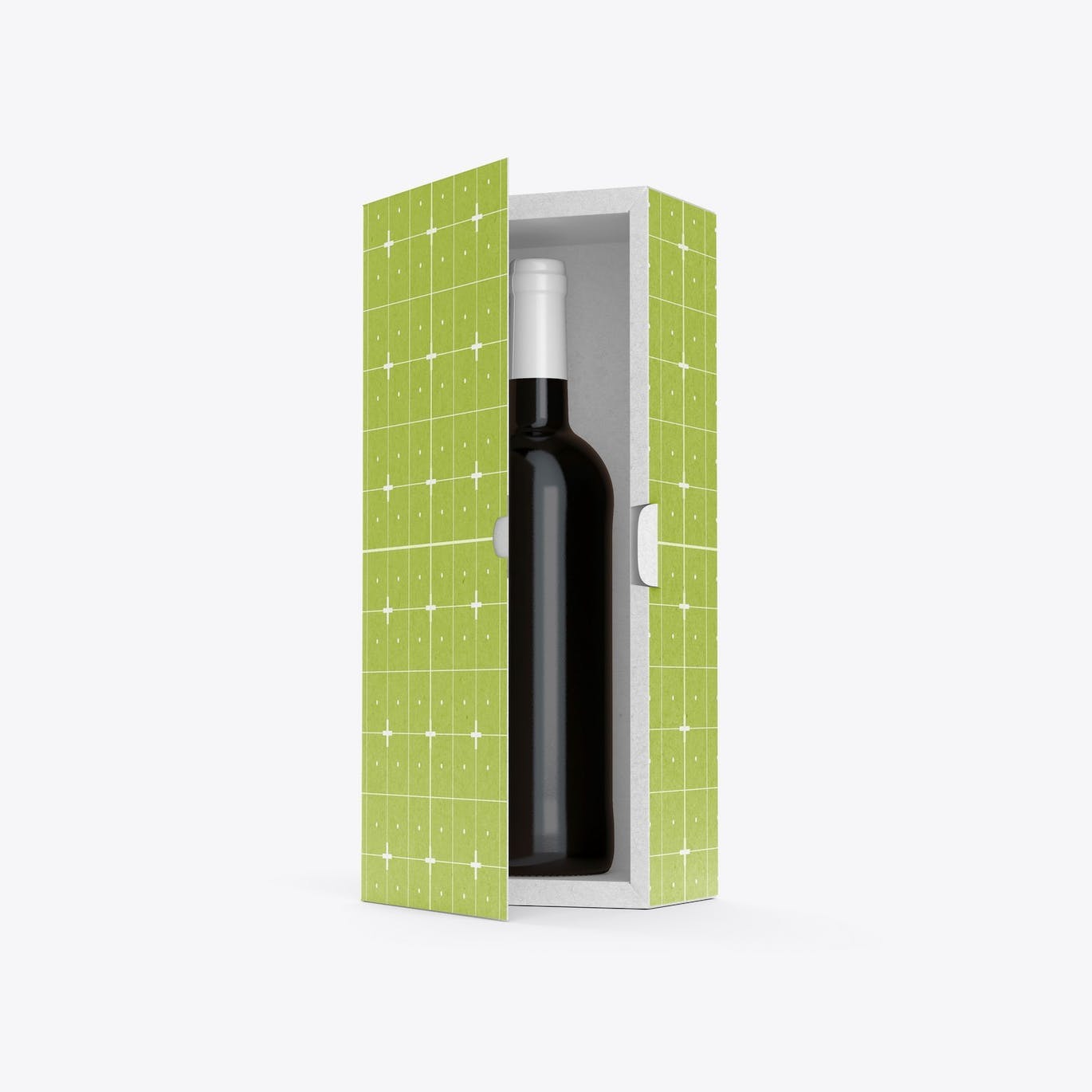 红酒酒瓶纸礼盒品牌包装设计样机 Box with Wine Bottle Mockup 样机素材 sucaiwan.com