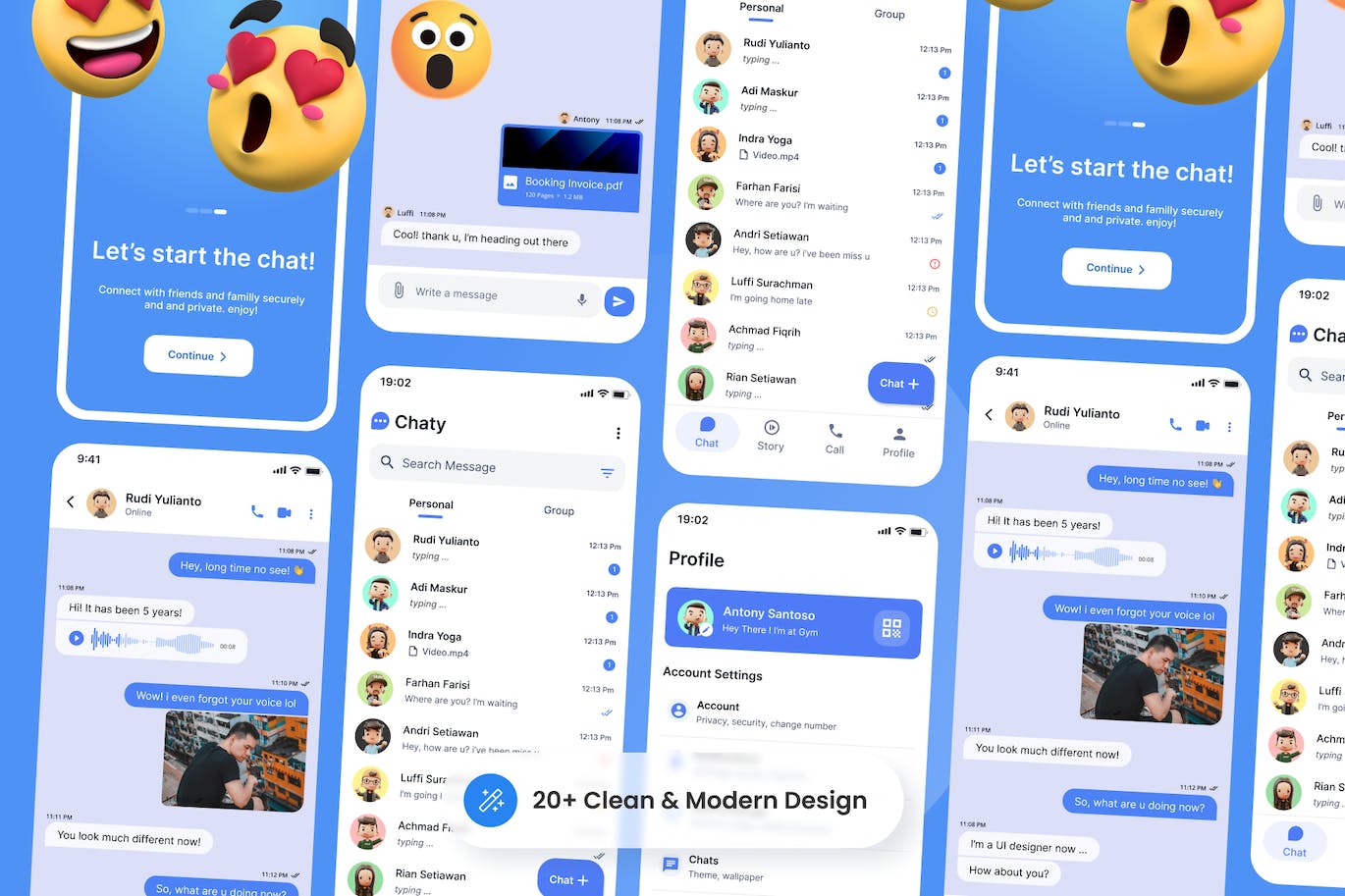 聊天和消息App应用程序UI套件 Chaty – Chatting and Messaging App UI Kit APP UI sucaiwan.com