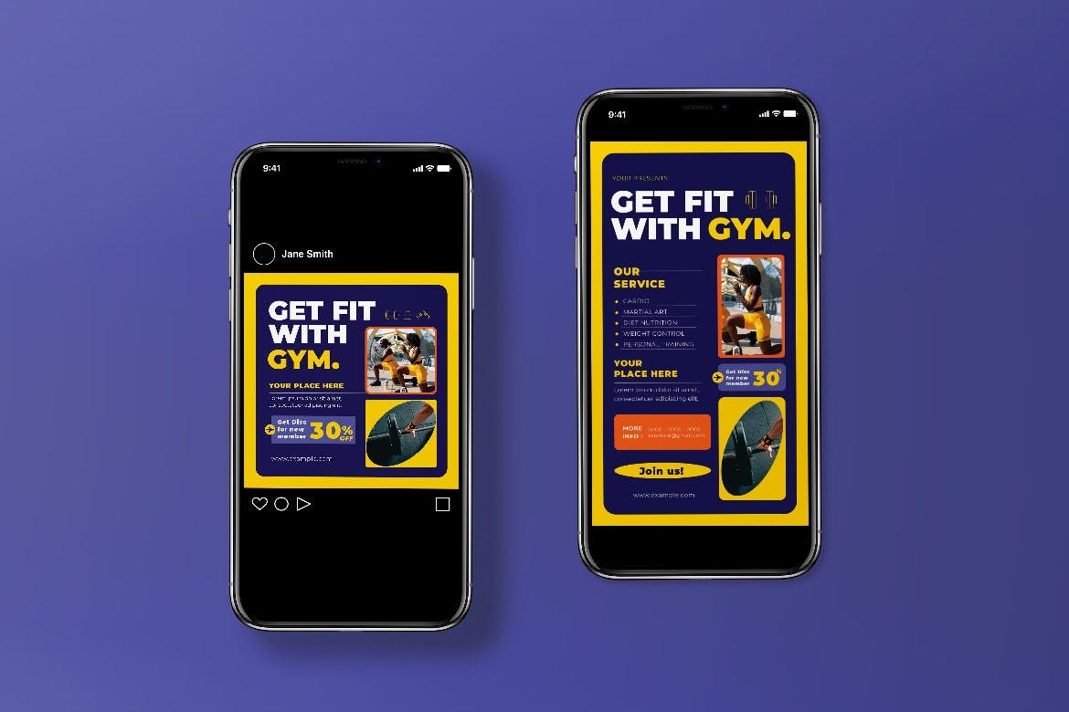 健身体育馆宣传单素材 Gym Flyer Set 设计素材 sucaiwan.com