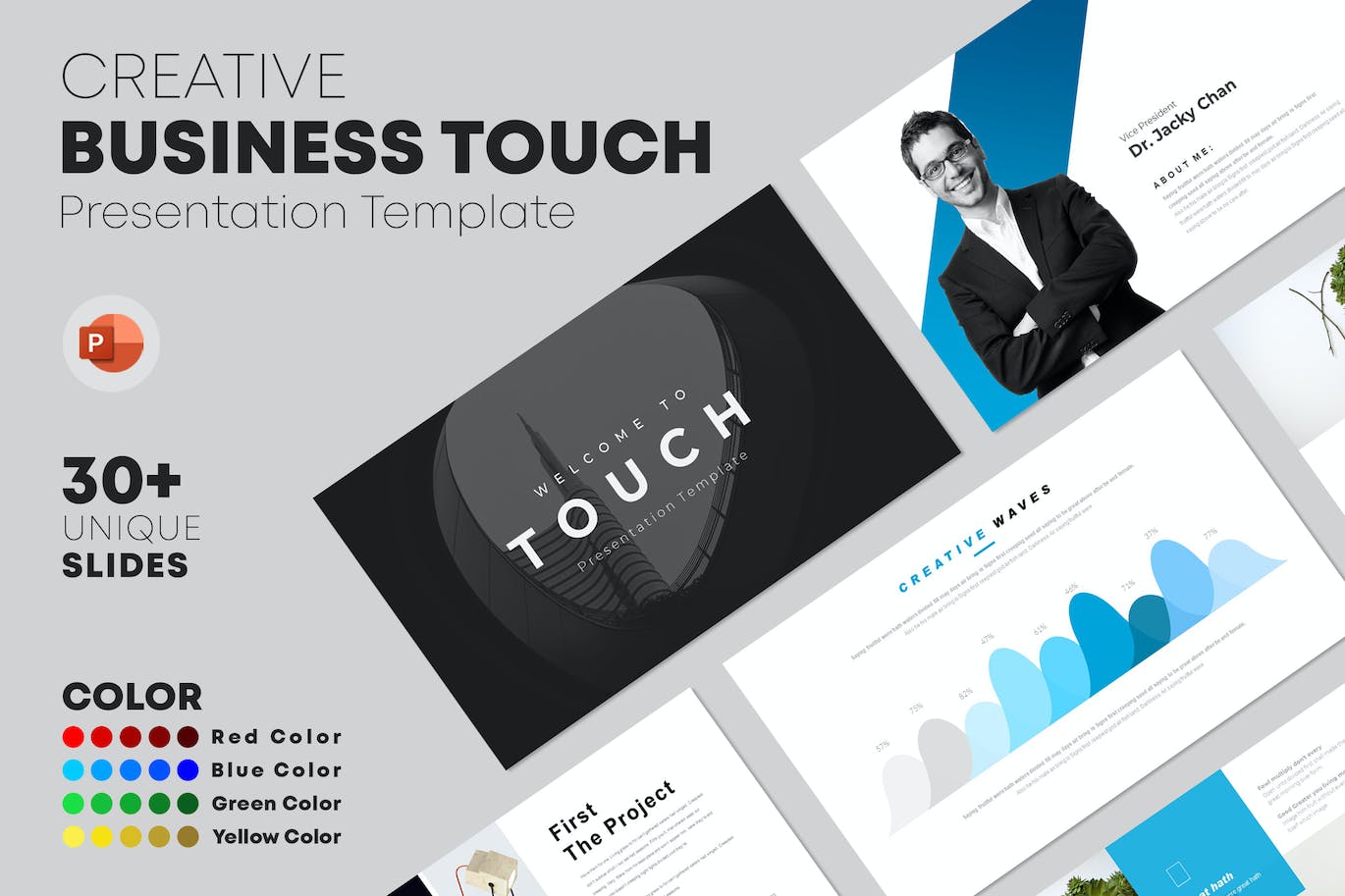 初创企业简介PPT演示幻灯片模板 Touch PowerPoint Template 幻灯图表 sucaiwan.com