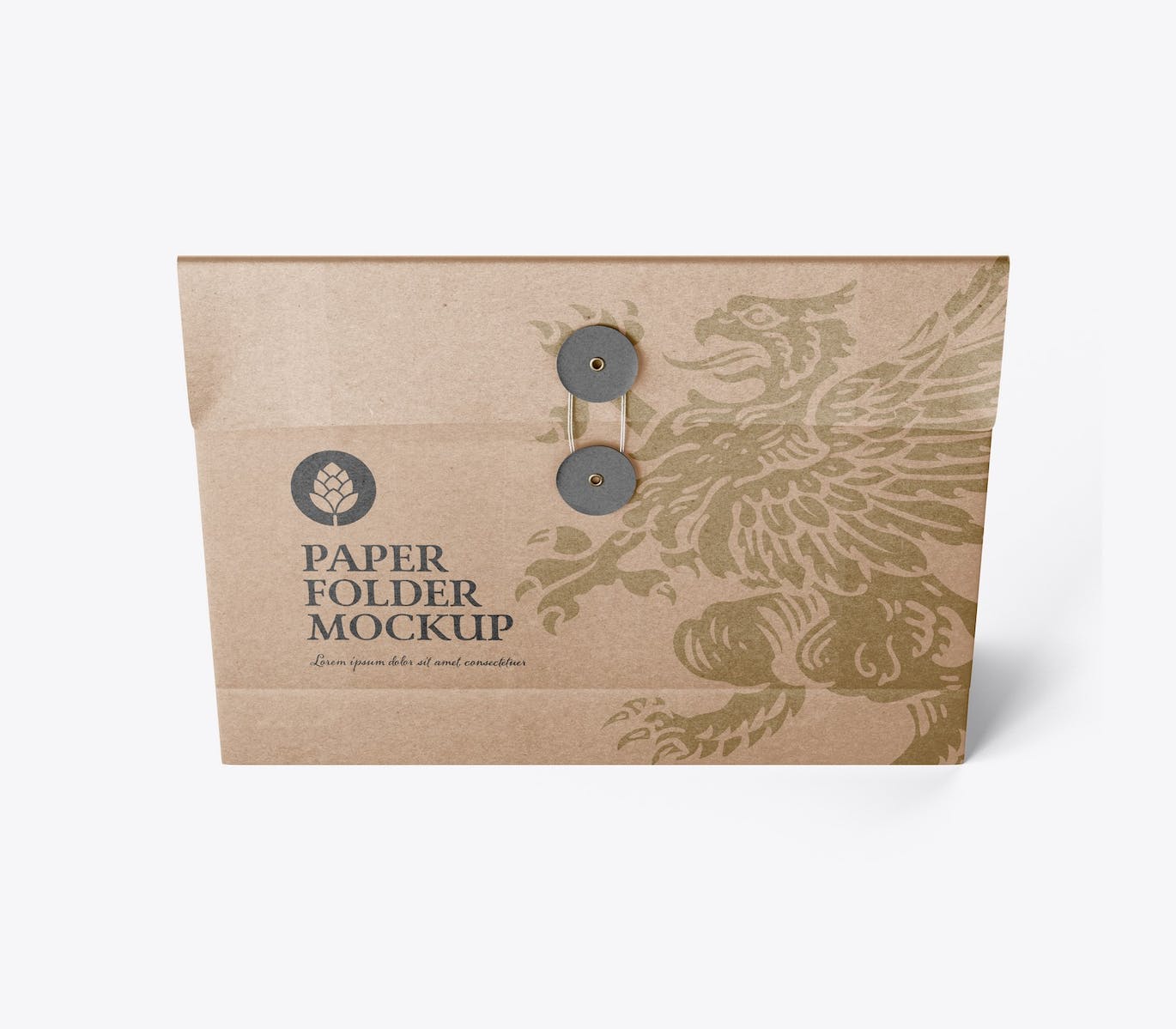 绕绳纸文件袋夹设计样机 Kraft Folder with Bow mockup 样机素材 sucaiwan.com