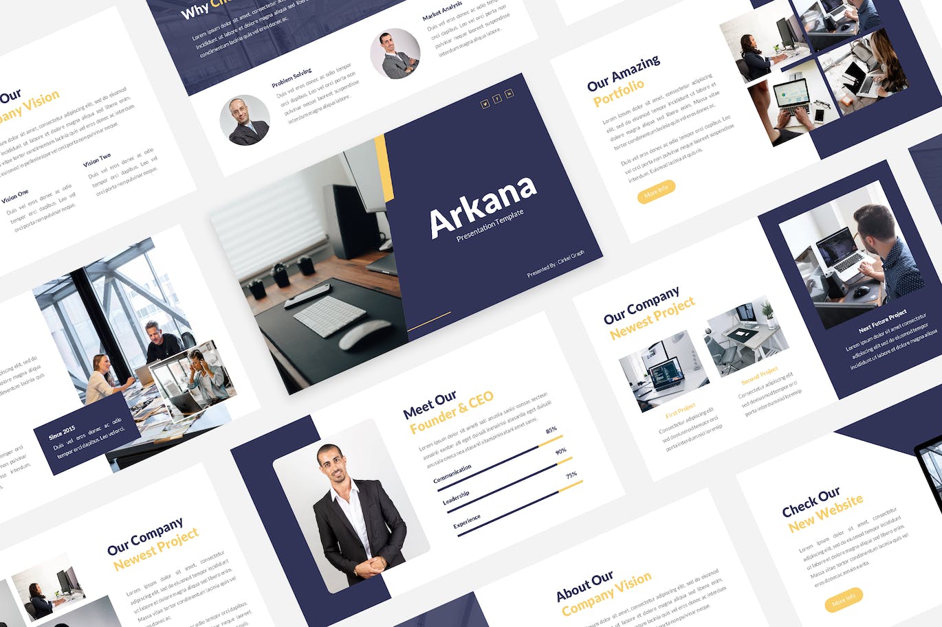 公司报告PPT幻灯片模板 Arkana – Business PowerPoint Template 幻灯图表 sucaiwan.com