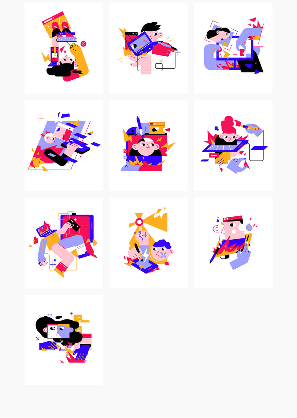 明亮多彩的人物角色矢量插画 图片素材 sucaiwan.com