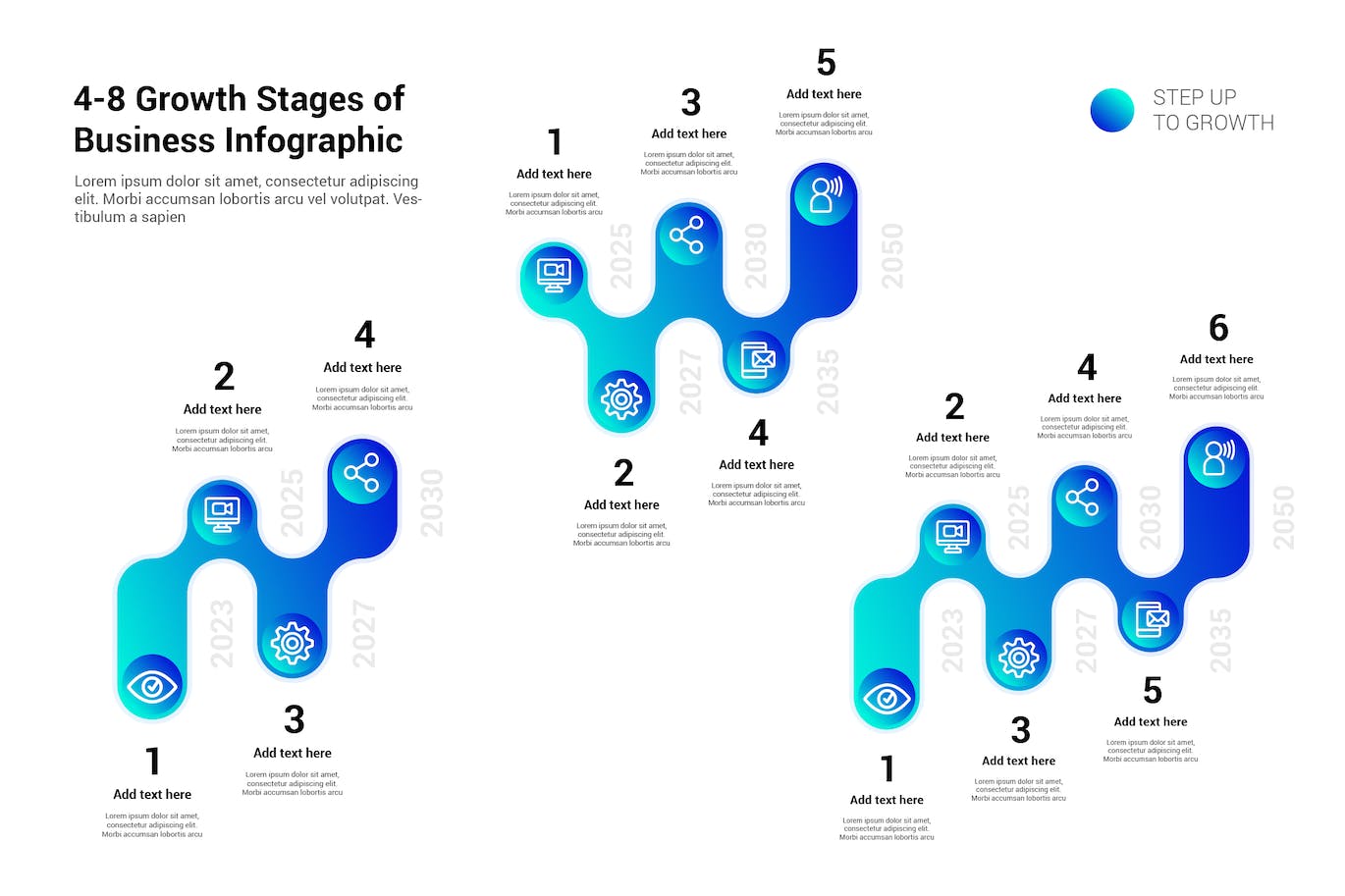 商业增长阶段信息图表元素模板 Growth Stages of Business Infographic 幻灯图表 sucaiwan.com