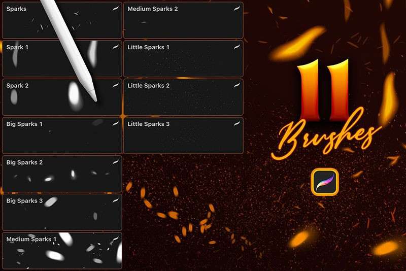 火星火花效果Procreate笔刷 笔刷资源 sucaiwan.com