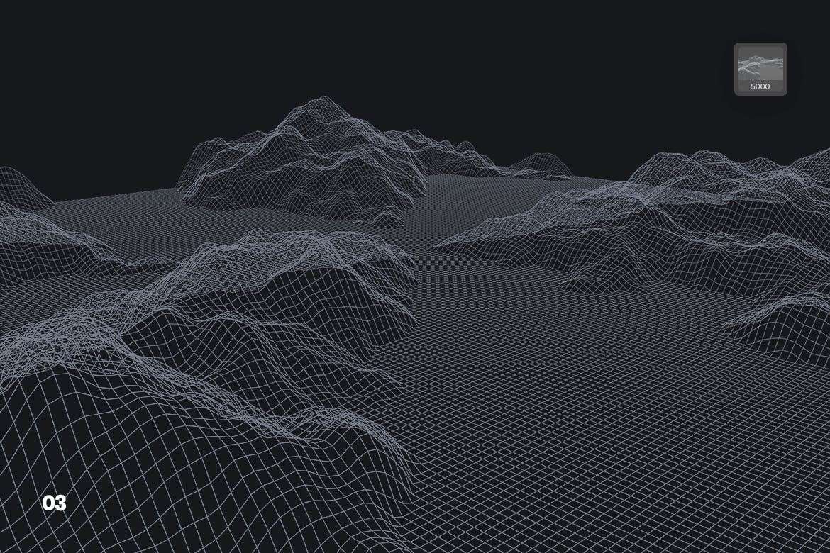 10个网格山脉Photoshop笔刷 笔刷资源 sucaiwan.com