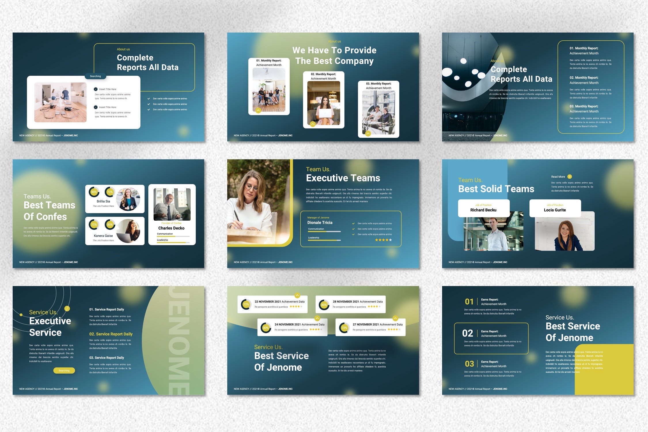 年度报告PPT幻灯片模板素材 Jenome – Annual Report Powerpoint Template 幻灯图表 sucaiwan.com