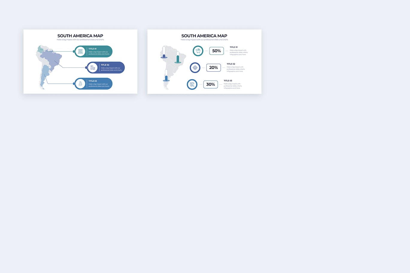 南美洲地图信息图表设计AI矢量模板 South America Map Illustrator Infographics 幻灯图表 sucaiwan.com