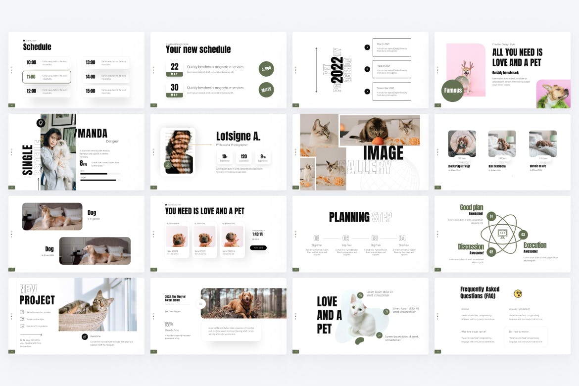 宠物摄影极简主义PPT幻灯片模板下载 Pet Photography Minimalist PowerPoint Template 幻灯图表 sucaiwan.com