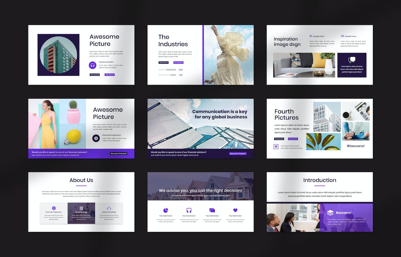 工作报告PPT幻灯片模板 Baccano PowerPoint 幻灯图表 sucaiwan.com