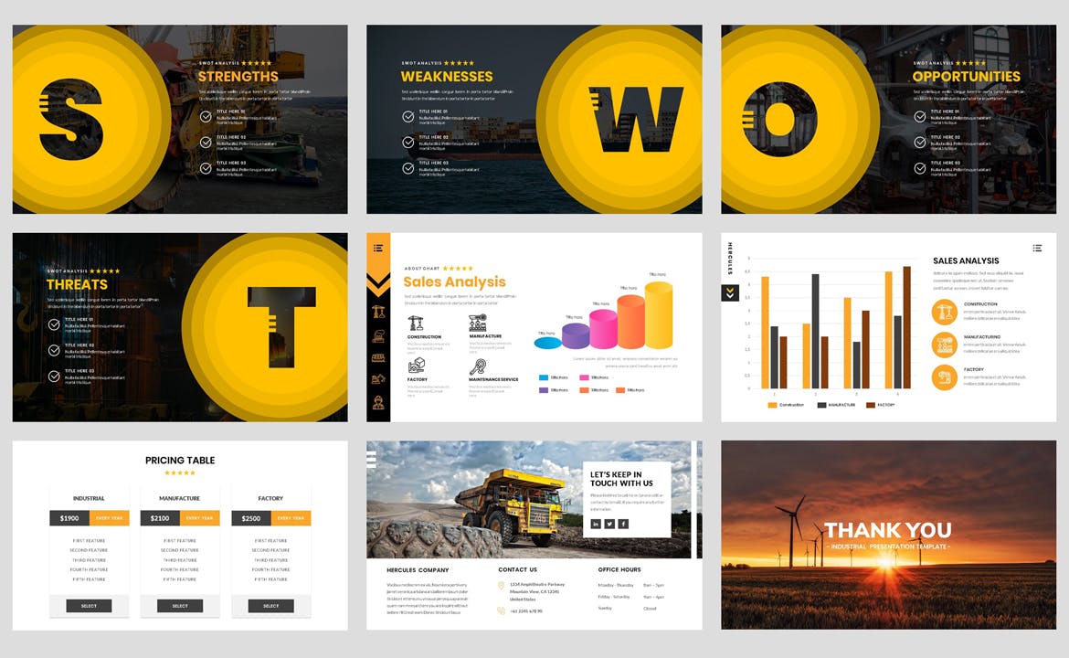工业工厂Powerpoint模板下载 Industrial – Factory PowerPoint Template 幻灯图表 sucaiwan.com
