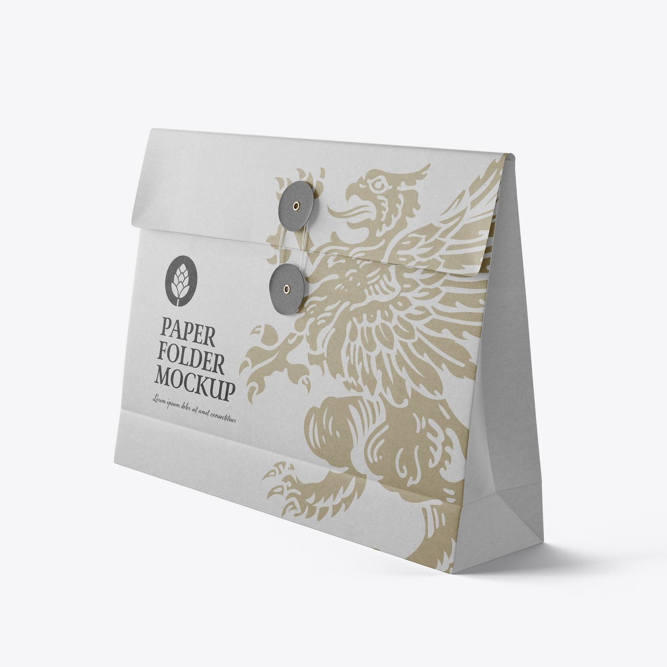 绕绳纸文件袋夹设计样机 Kraft Folder with Bow mockup 样机素材 sucaiwan.com