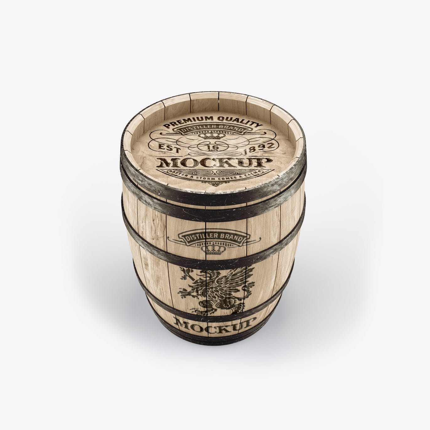 木桶酒桶Logo设计样机 Set Wooden Barrels Mockup 样机素材 sucaiwan.com