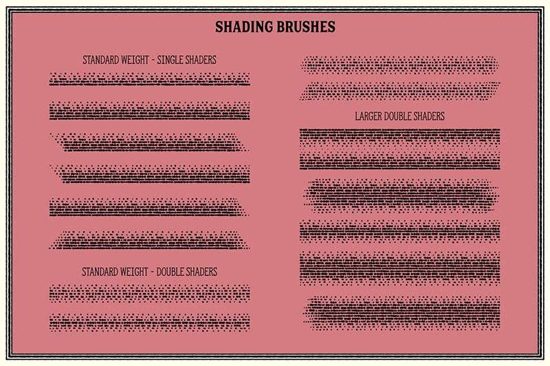 复古轮廓雕刻AI笔刷 笔刷资源 sucaiwan.com