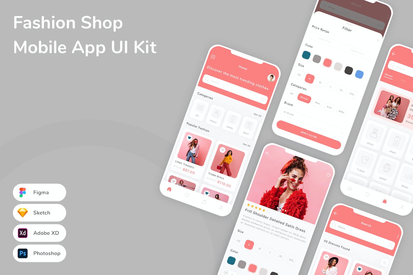 时装店App应用程序UI设计模板套件 Fashion Shop Mobile App UI Kit APP UI sucaiwan.com