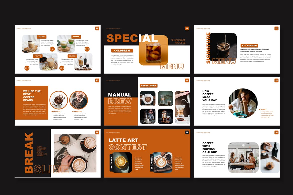 咖啡行业PPT幻灯片模板素材 Coffee Shop – Powerpoint 幻灯图表 sucaiwan.com