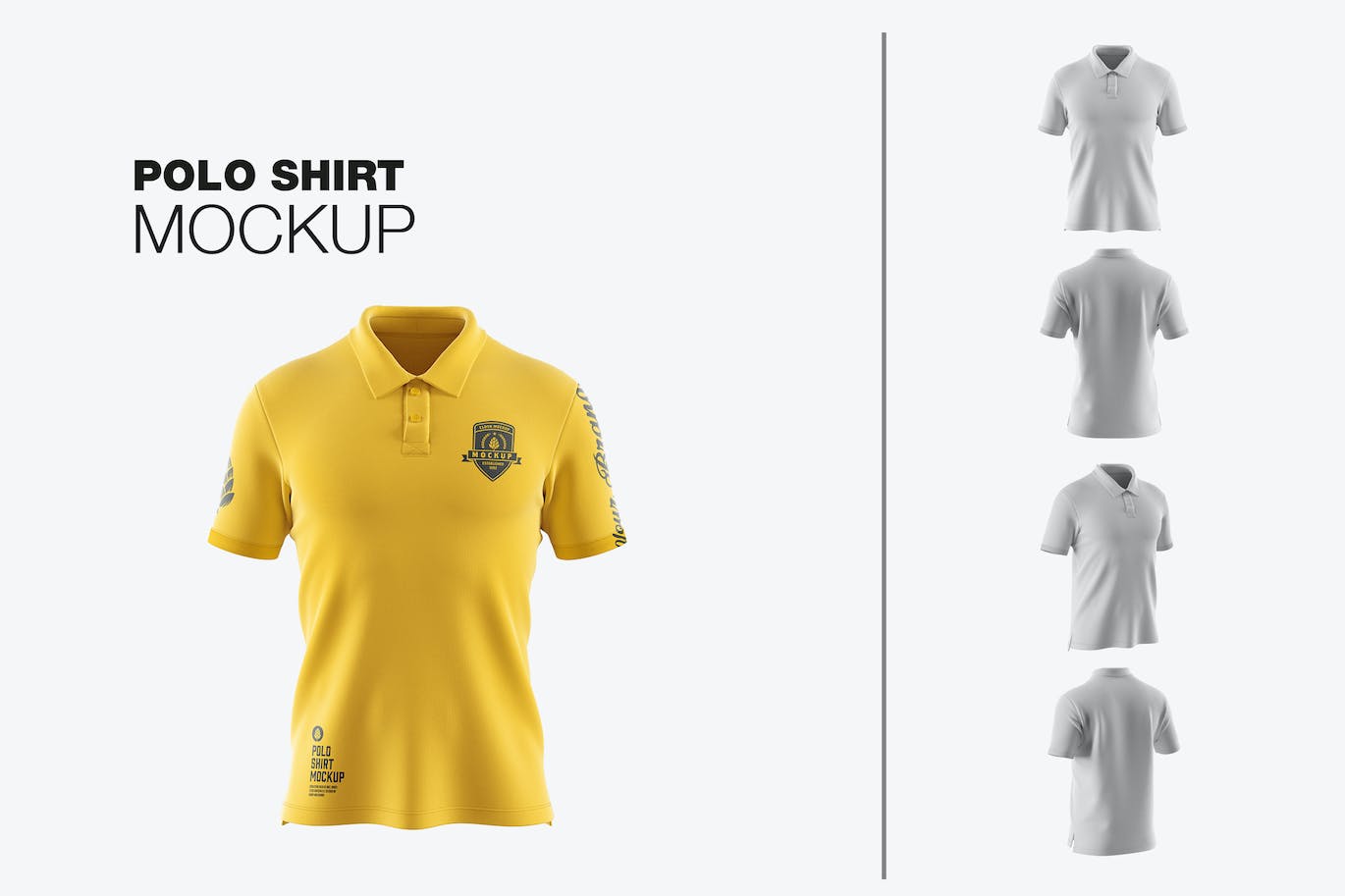 经典男式短袖Polo衫设计样机模板 Classic Men’s Short Sleeve Polo Shirt Mockup 样机素材 sucaiwan.com
