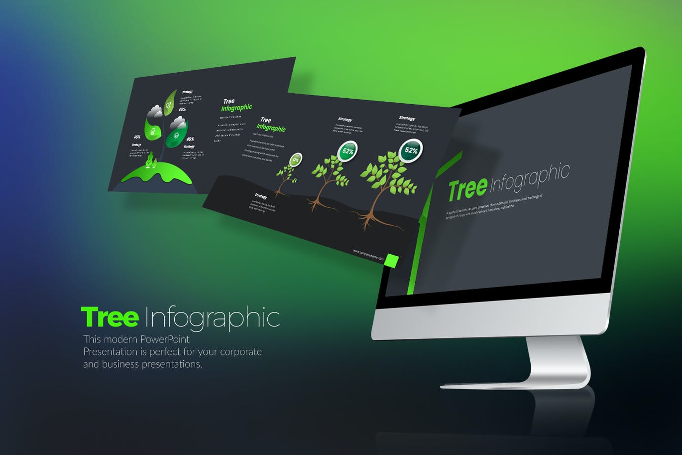 树状信息图表演示文稿PPT模板 Tree Infographic PowerPoint Presentation 幻灯图表 sucaiwan.com