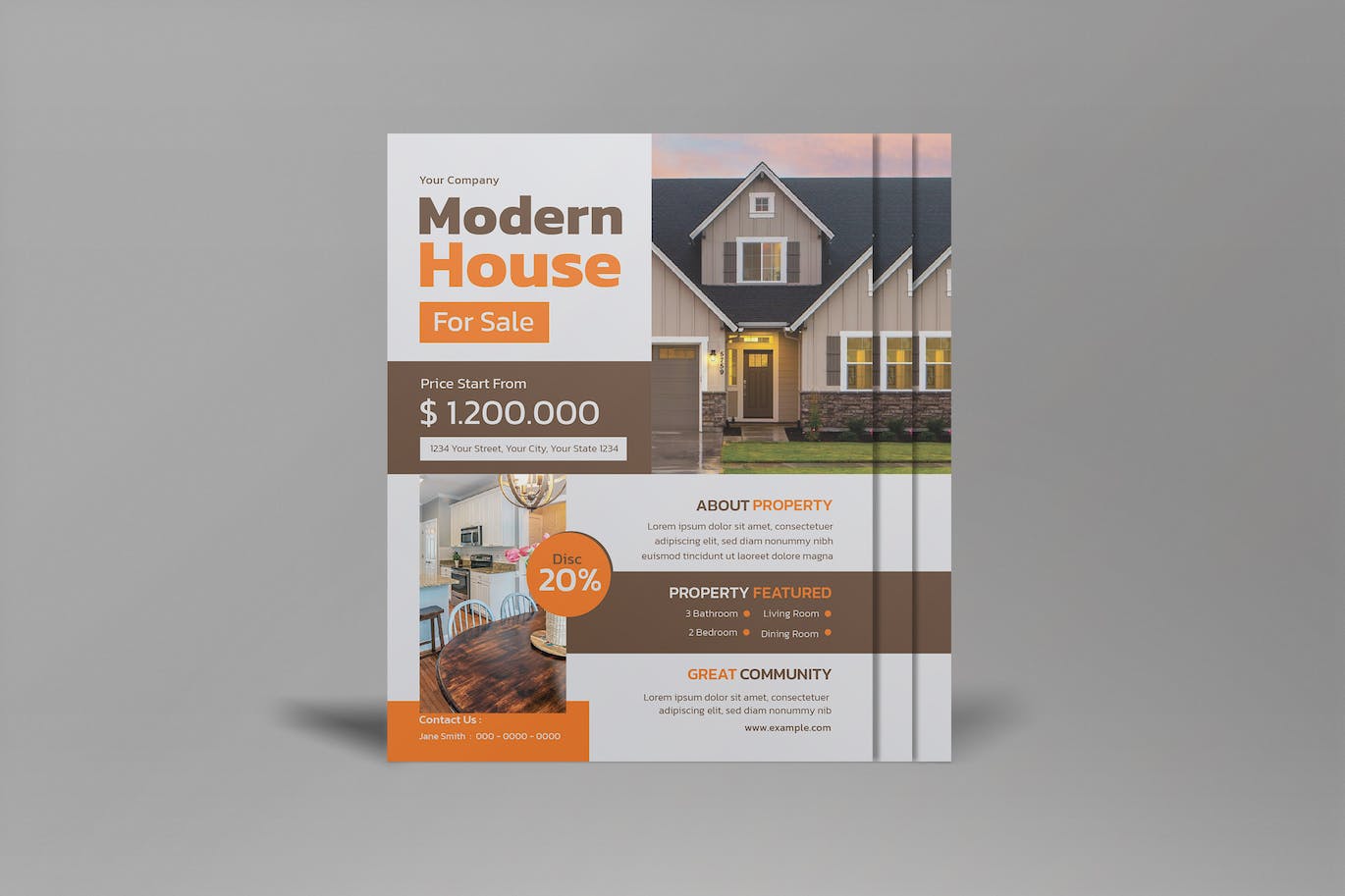 白色极简主义房地产海报素材 White Minimalist Real Estate Flyer 设计素材 sucaiwan.com