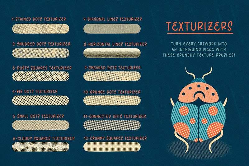 42个半色调纹理Procreate笔刷 笔刷资源 sucaiwan.com