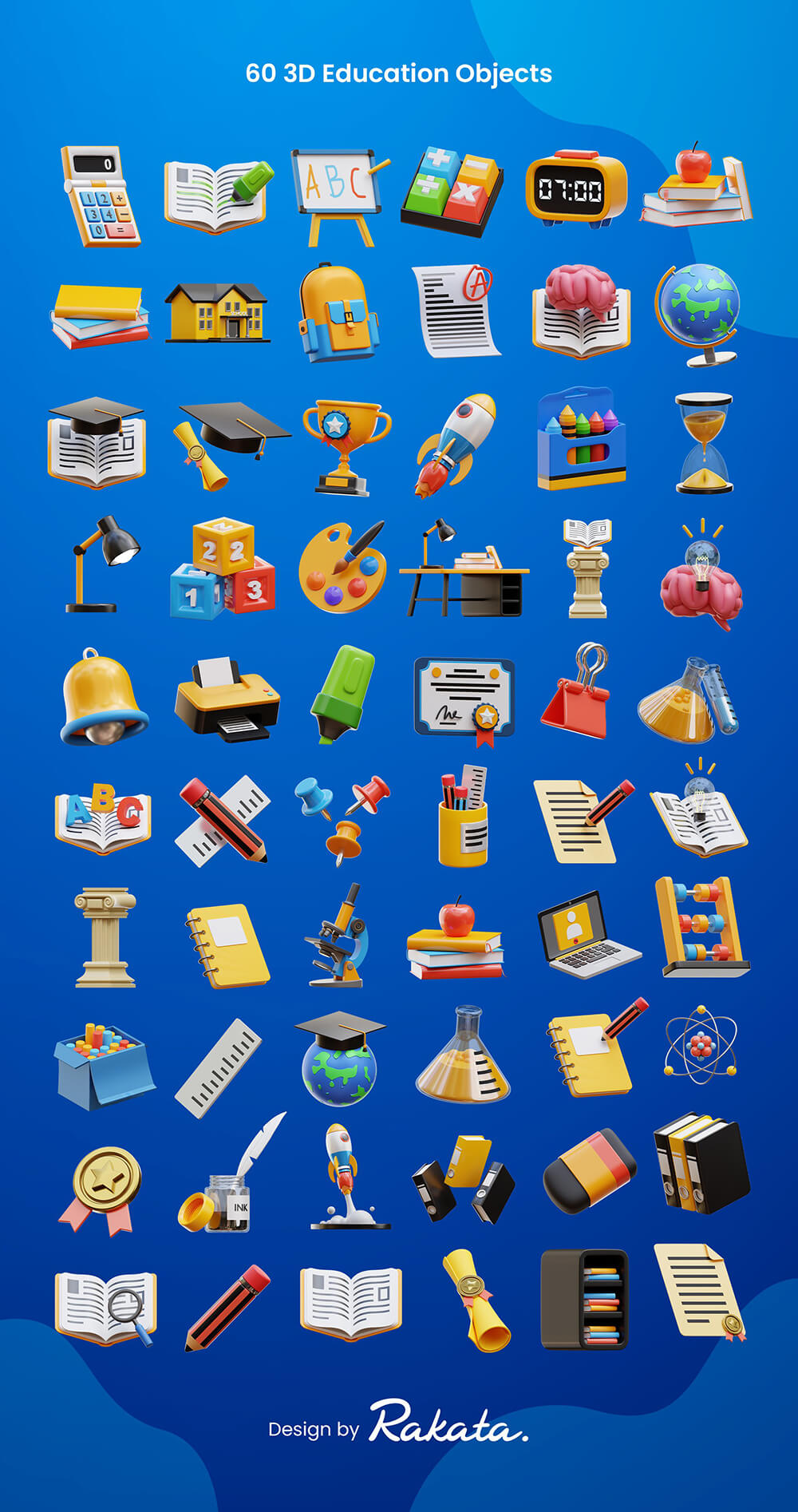 教育3D对象图标 图标素材 sucaiwan.com