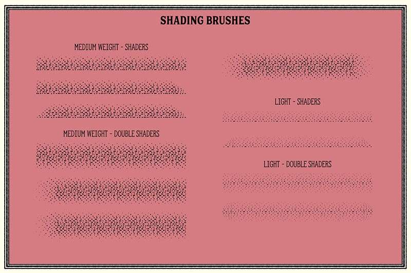 复古轮廓雕刻AI笔刷 笔刷资源 sucaiwan.com