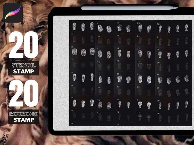 希腊神话纹身图案Procreate笔刷 笔刷资源 sucaiwan.com