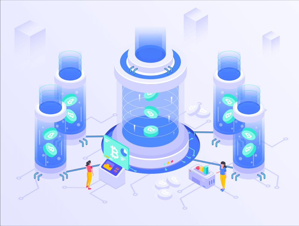 加密货币业务等距插画素材 APP UI sucaiwan.com