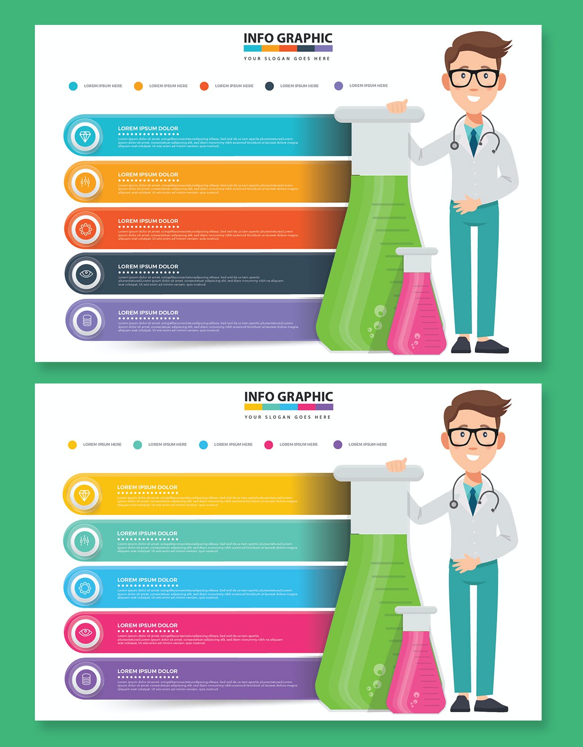医生量杯图形信息图表设计素材 Doctor Infographic Design 幻灯图表 sucaiwan.com