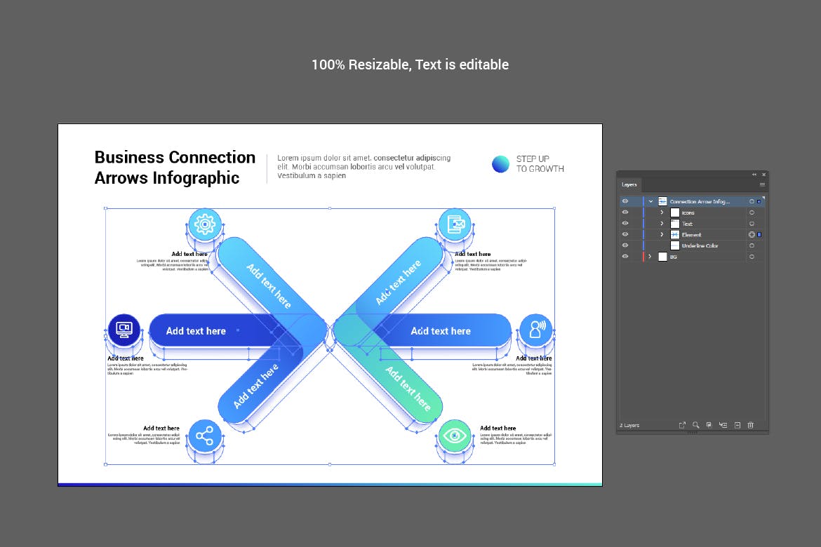 连接箭头信息图表模板 Connection Arrow Infographic 幻灯图表 sucaiwan.com