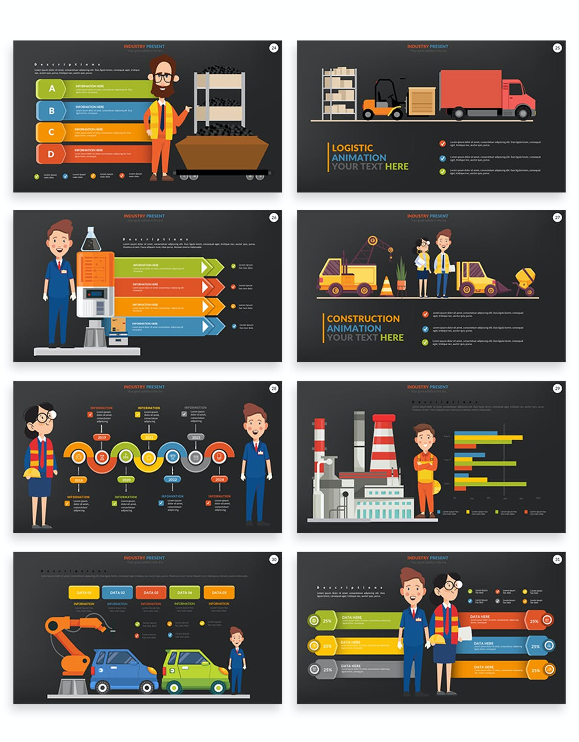 工业动画信息图表PPT设计模板 Industrial Powerpoint Templates 幻灯图表 sucaiwan.com