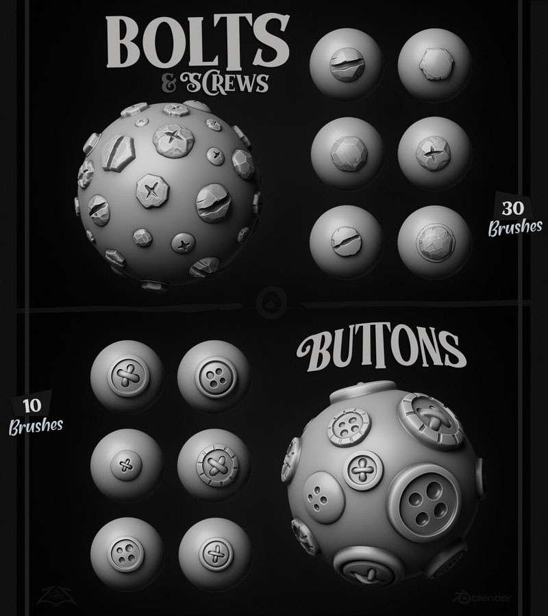 500+Blender建模雕刻笔刷 笔刷资源 sucaiwan.com