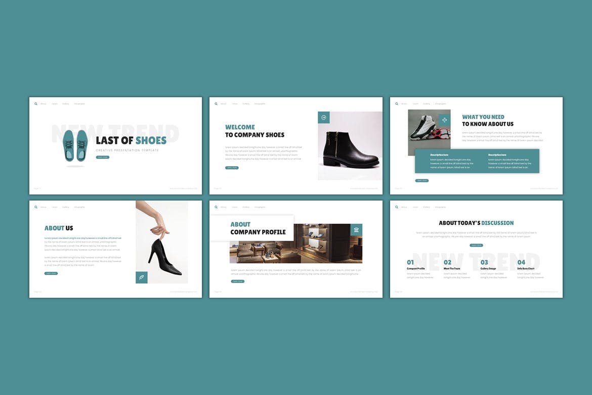 鞋店创意PowerPoint演示模板 Last Of Shoes – Creative Powerpoint Template 幻灯图表 sucaiwan.com