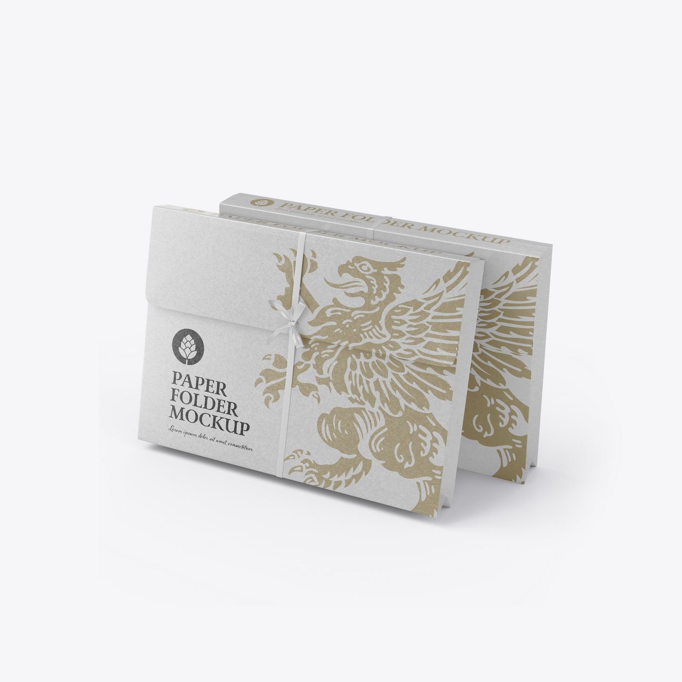 带绳的牛皮纸文件夹外观设计样机 Set Kraft Folders with Rope mockup 样机素材 sucaiwan.com