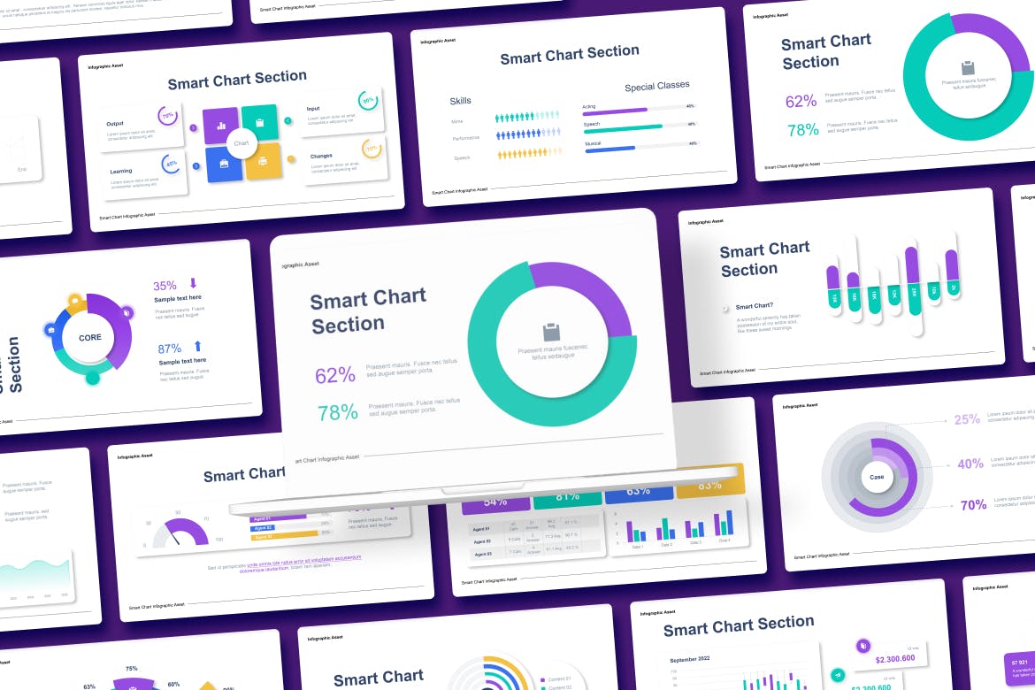 智能数据信息图表矢量模板 Smart Chart Infographic Asset Illustrator 幻灯图表 sucaiwan.com