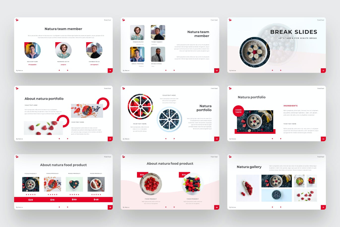 健康水果食品Powerpoint幻灯片模板 NATURA – Healthy food PowerPoint Template 幻灯图表 sucaiwan.com