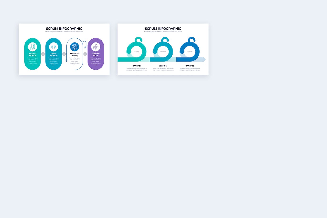 项目管理信息图表设计AI矢量模板 Business Scrum Illustrator Infographics 幻灯图表 sucaiwan.com