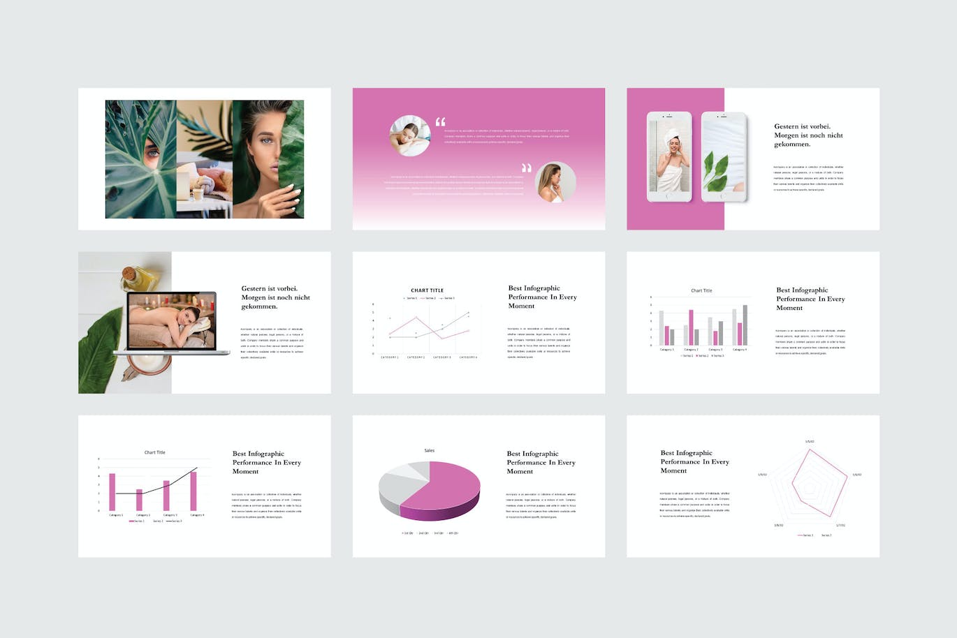 美容护理业务PPT素材 Beauty Care – PowerPoint Template 幻灯图表 sucaiwan.com