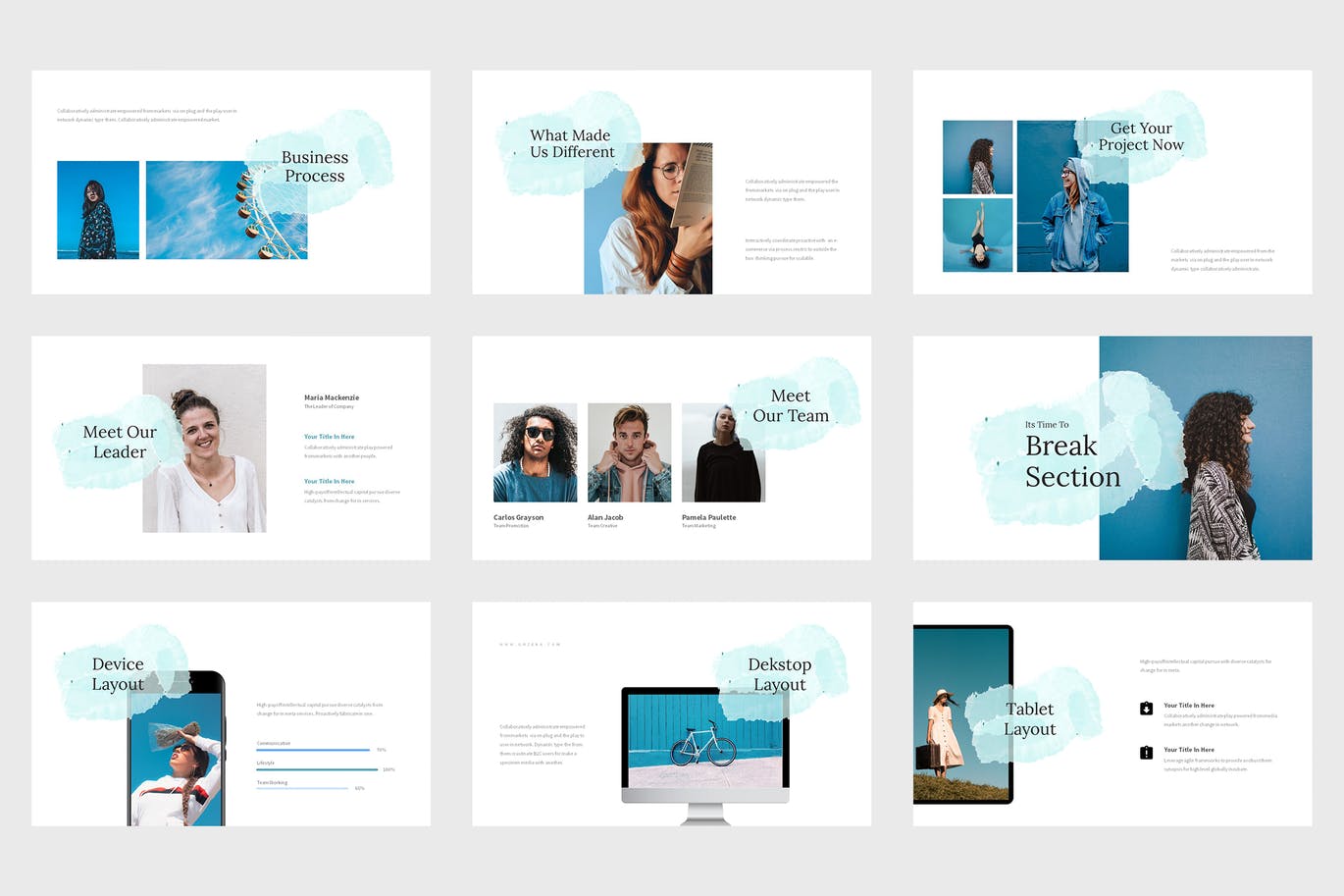 多用途蓝色幻灯片演示PPT模板 Guzeka – Multipurposes Blue Powerpoint Template 幻灯图表 第9张-素材湾丨精选海外优质设计素材资源 多用途蓝色幻灯片演示PPT模板 Guzeka – Multipurposes Blue Powerpoint Template 幻灯图表 sucaiwan.com