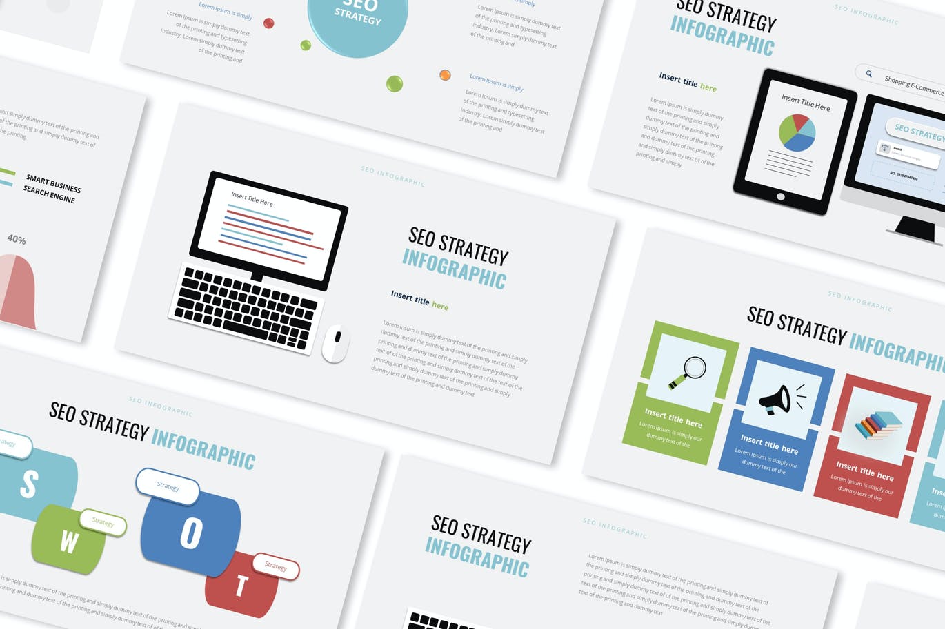 SEO策略信息图表PPT素材 SEO Strategy Infographic Powerpoint Template 幻灯图表 sucaiwan.com