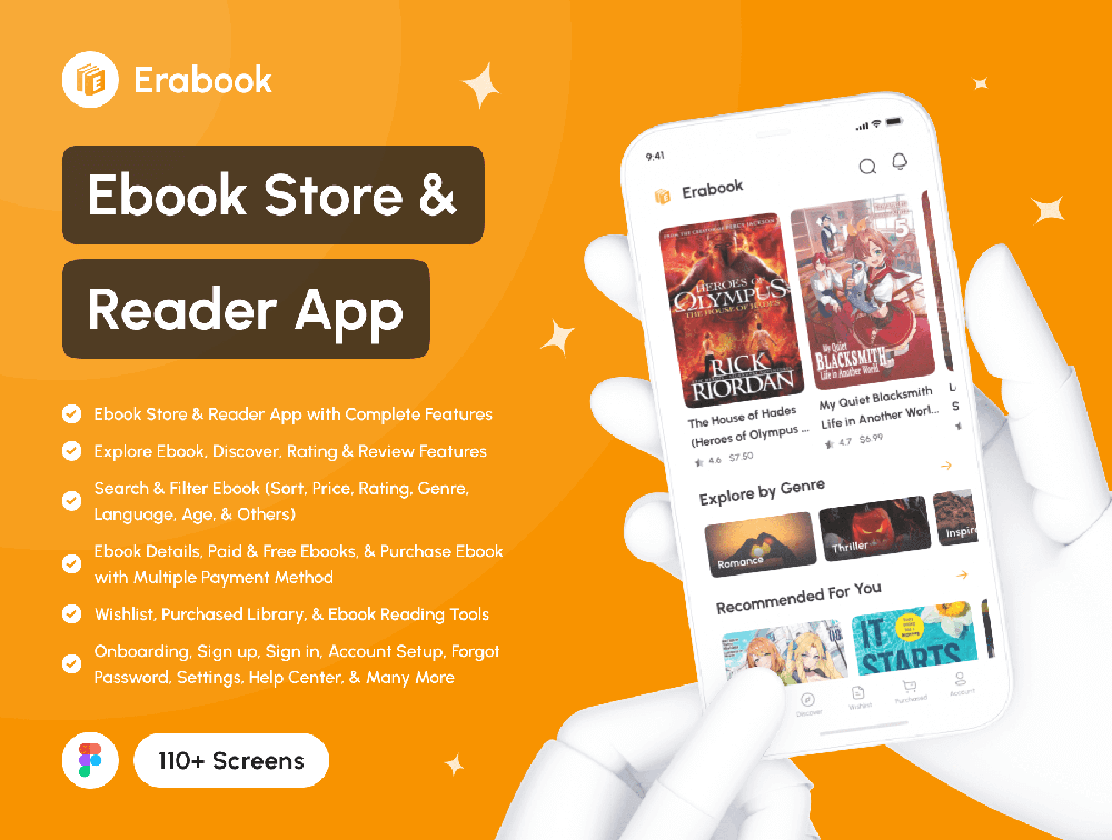 电子书商店和阅读器App应用程序UI套件 APP UI sucaiwan.com